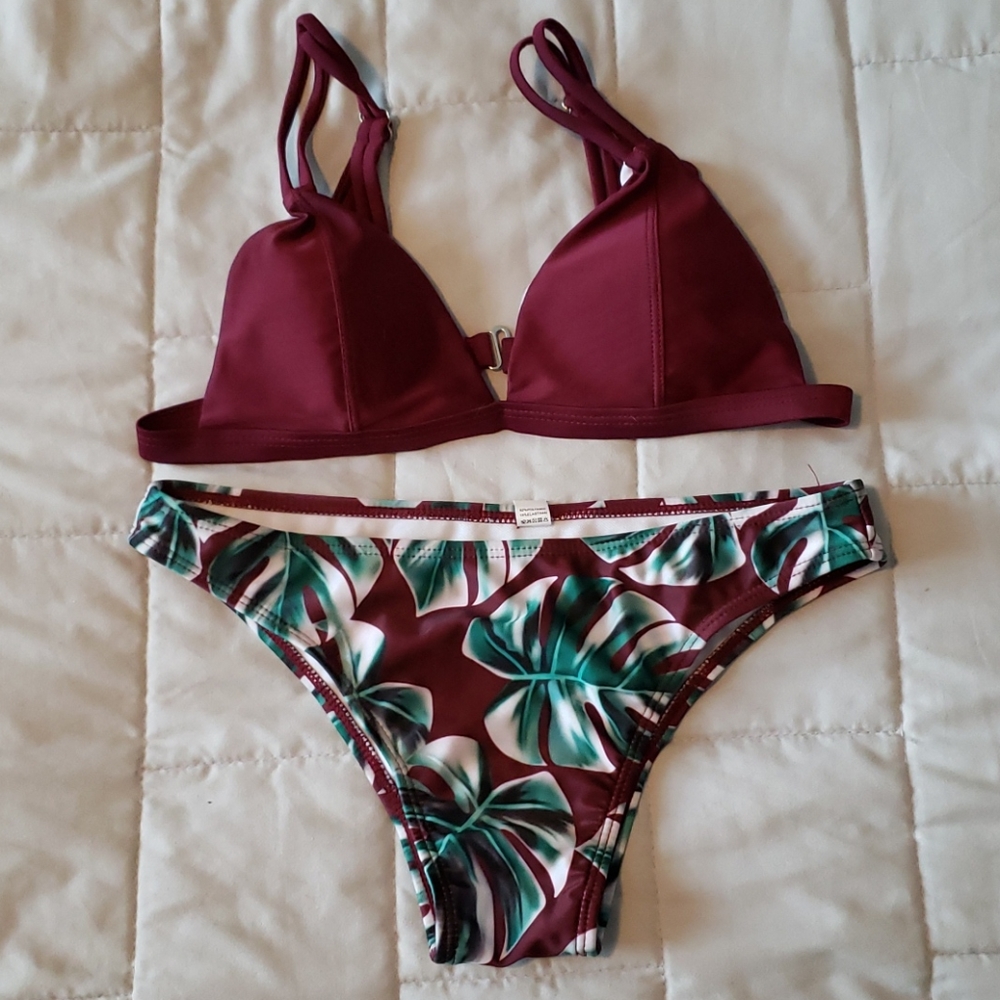 Burgandy/Tropical Bikini